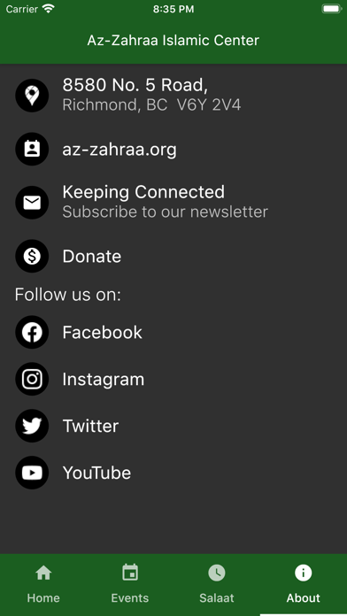 Az-Zahraa Islamic Centre Screenshot