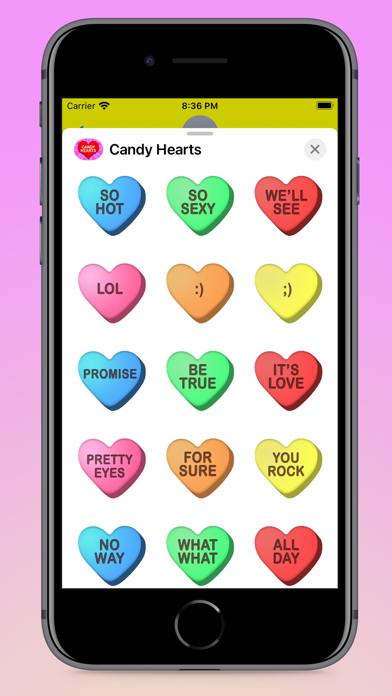 Screenshot #1 pour Candy Hearts Fun Stickers