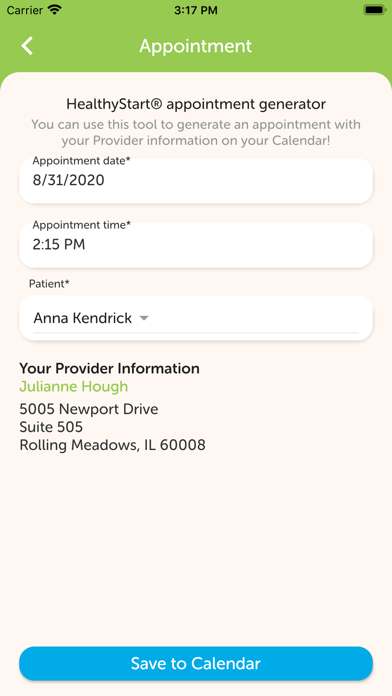 HealthyStart Patients Screenshot