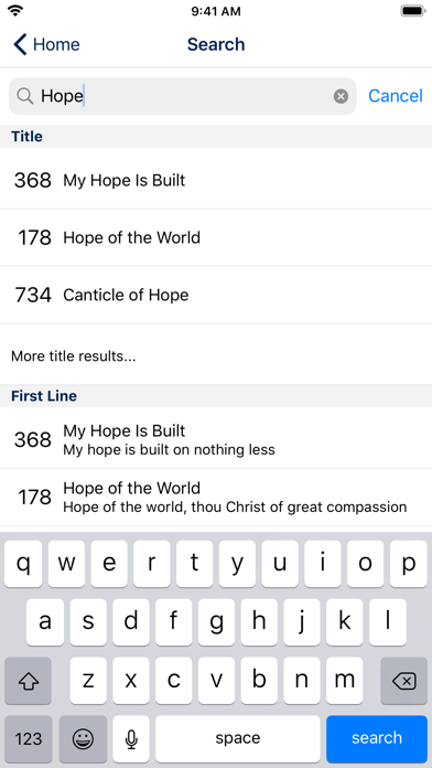 The United Methodist Hymnal Screenshot