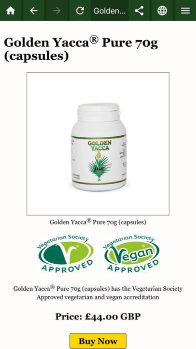 Golden Yacca vegan supplements Screenshot