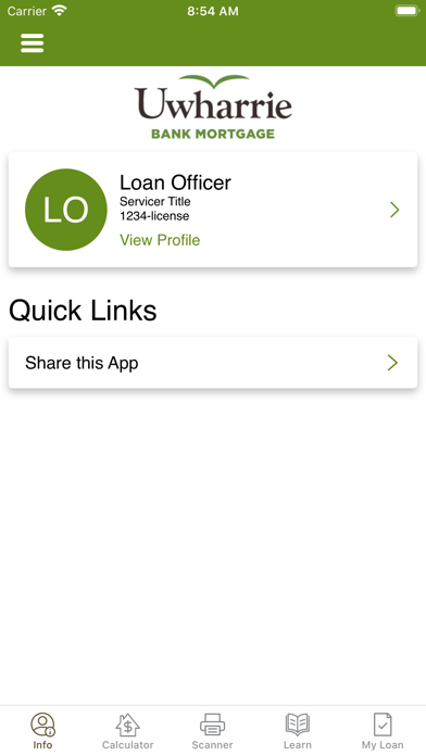 Uwharrie e-zMortgage Screenshot