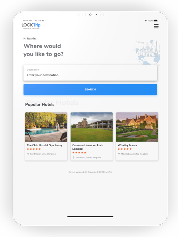 LockTrip iPad screenshot 1 - Travel app