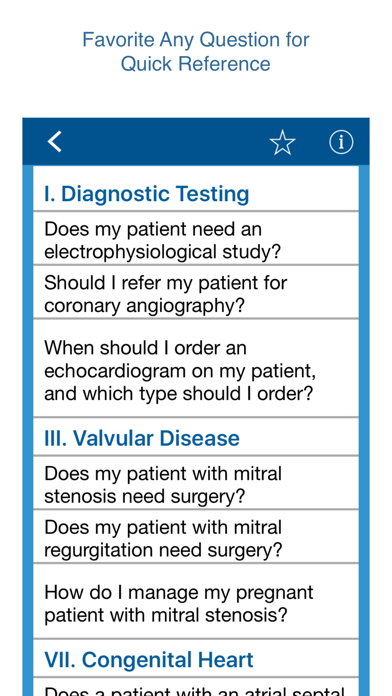 Cardiology Clinical Questions. Screenshot