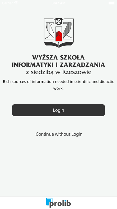 WSIiZ Rzeszów - mPROLIB Screenshot