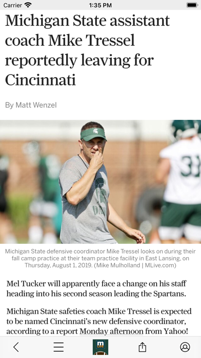MLive: Spartans Football News Screenshot