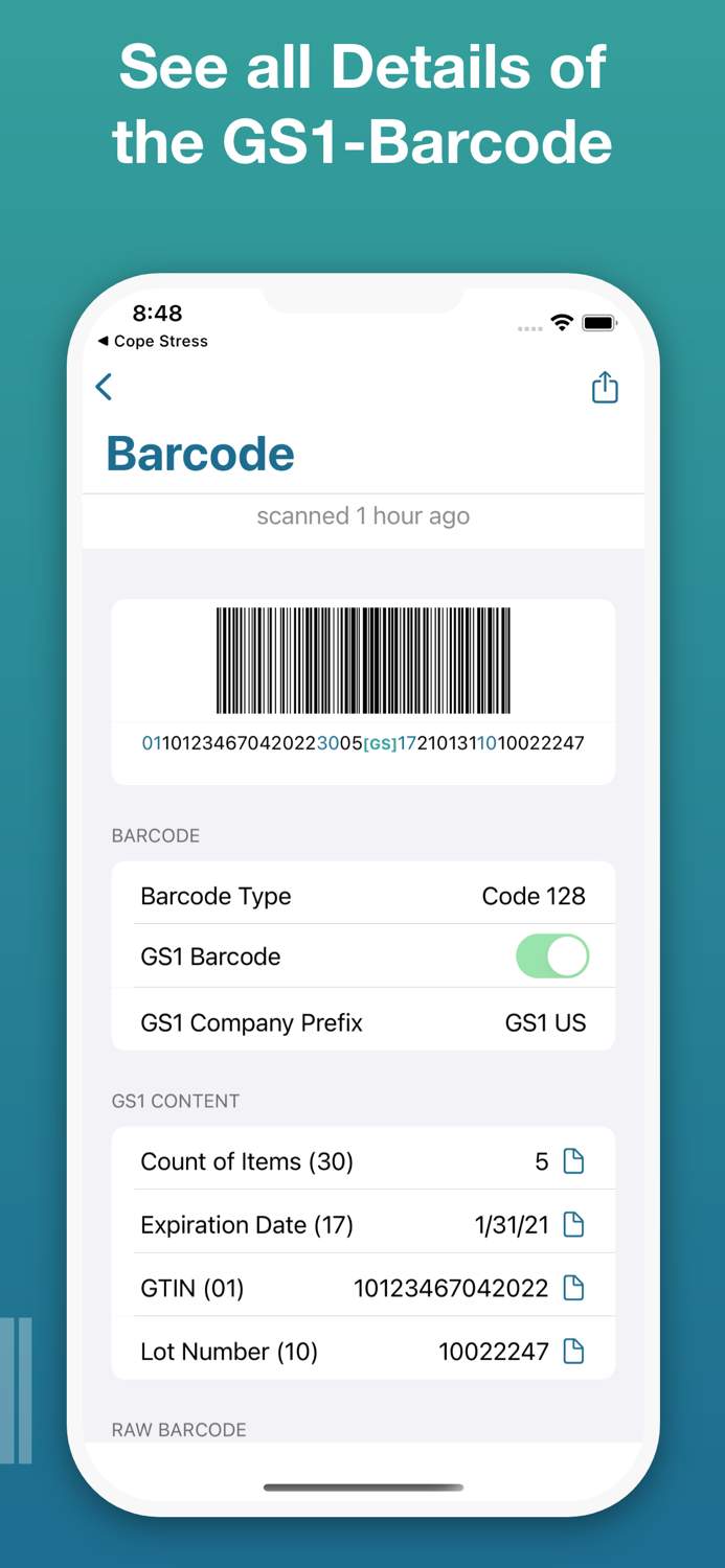 Pretty GS1 Barcode Scanner