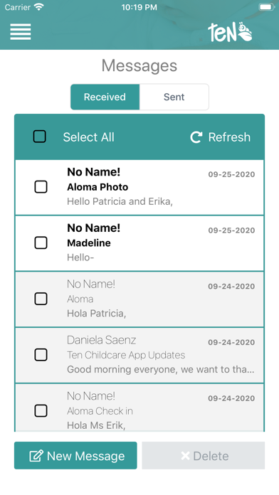 TEN Childcare App Screenshot