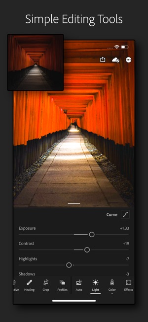 adobe lightroom photo editor on the app