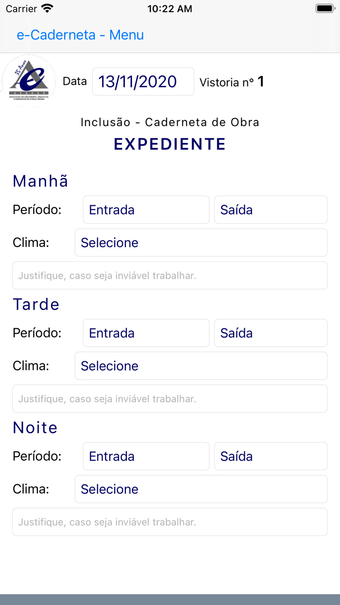 Caderneta de Obras - AEAAAR