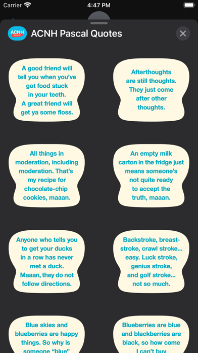 ACNH Pascal Quotes Screenshot