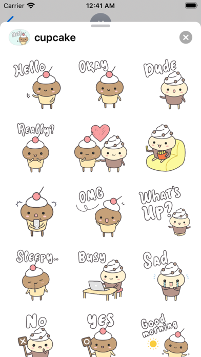 Cup cake character sticker Screenshot