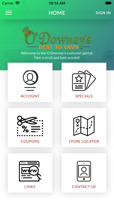 O'Downey's Customer Portal Screenshot