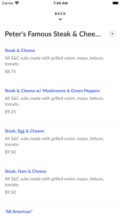 Peter's Carry Out Screenshot