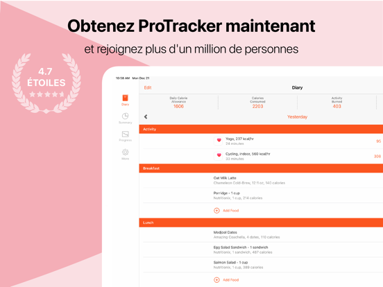 Screenshot #4 pour ProTracker Traqueur de calorie