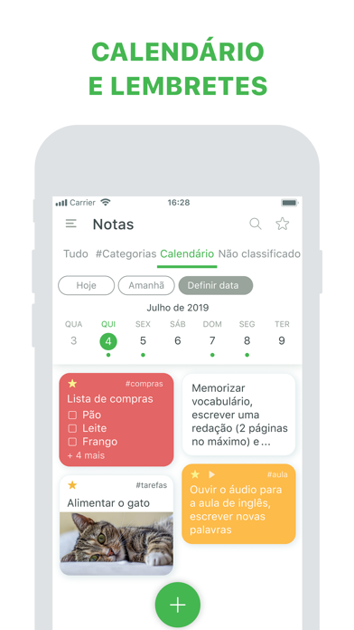 Bloco de notas, listas