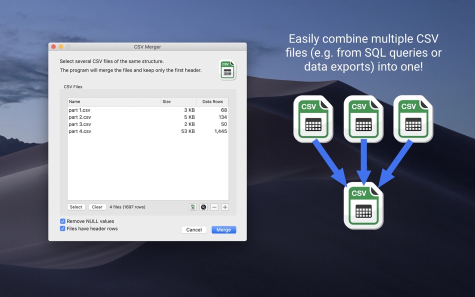 CSV Merger (macOS) 由: Rene Rosendahl CSV Merger (macOS) 由: Rene Rosendahl