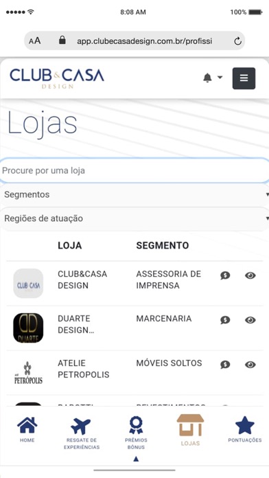 Club & Casa Design Screenshot
