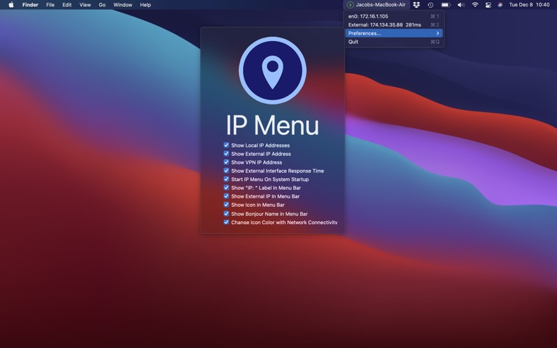 Screenshot #1 pour IP Menu