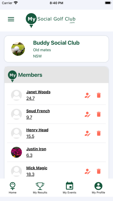 My Social Golf Club Screenshot