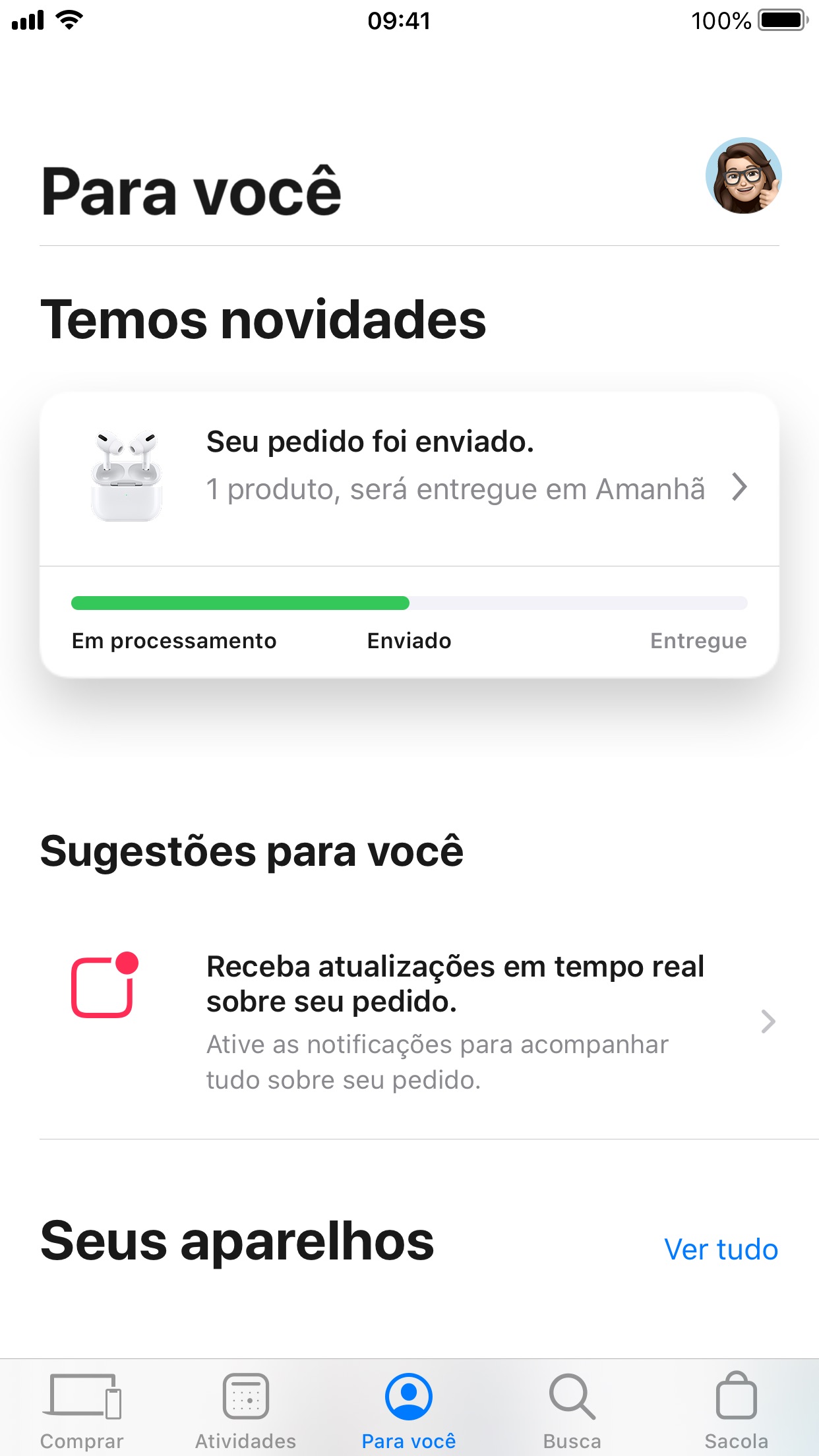 Screenshot do app Apple Store