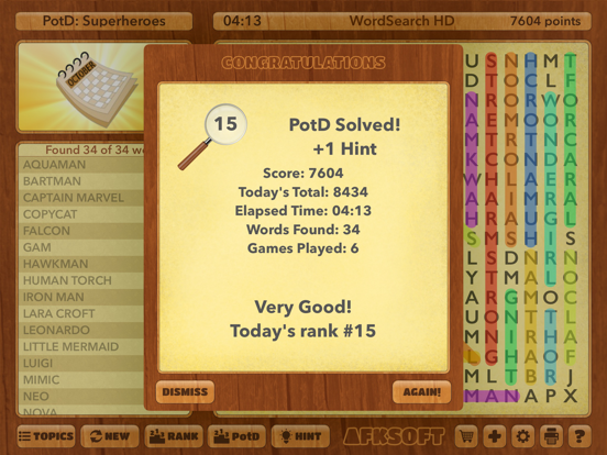 WordSearch HD iPad screenshot