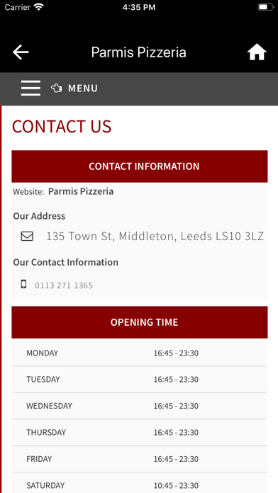 Parmis Pizzeria Leeds Screenshot