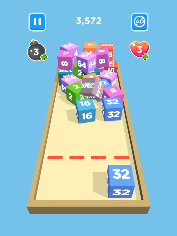 2048 Chain Cube 3D Merge Game