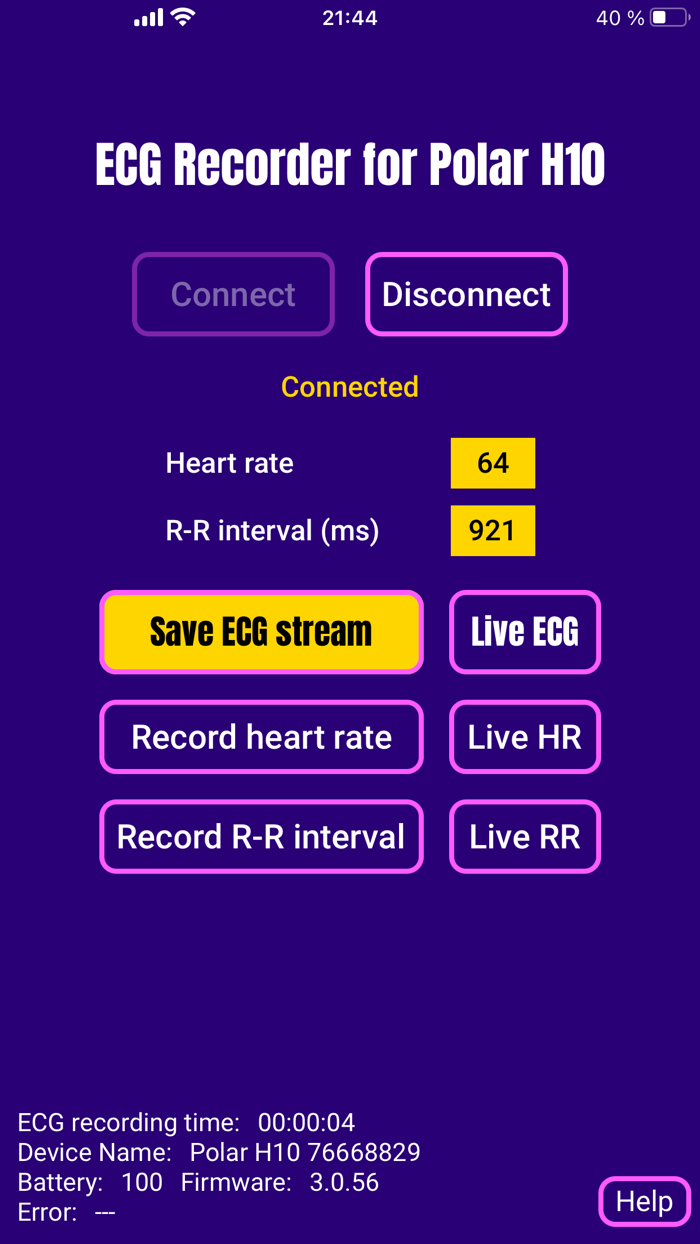 ECG EKG Recorder for Polar H10