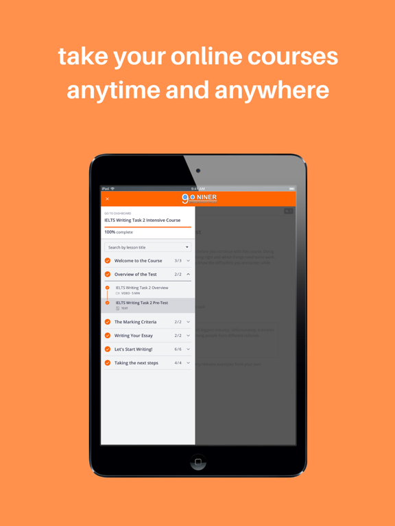 9.0 Niner IELTS OET PTE iPad screenshot 3 - Education app