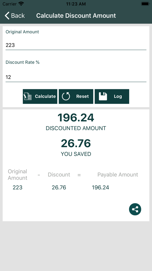 #10. Discount Calculator (%) (iOS) 由: G Sanghani