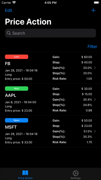 Price Action Screenshot