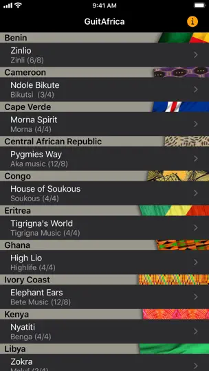 Captura de pantalla de GuitAfrica en iPhone 3