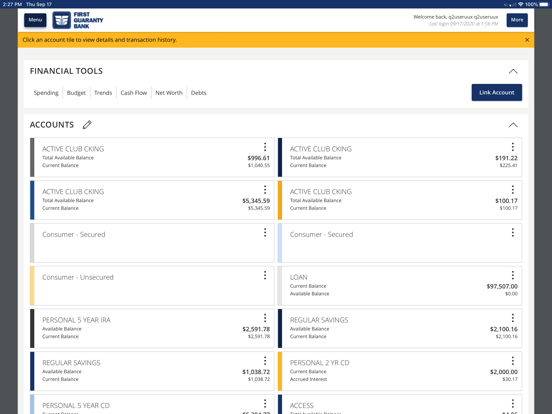 First Guaranty Bank Mobile iPad screenshot 5 - Finance app