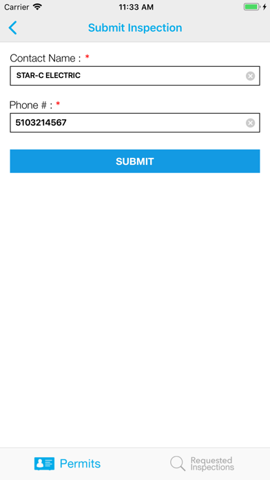 ACBD Inspection Request Screenshot