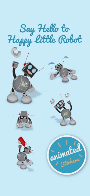 Happy Little Robot 3D Stickers(圖2)-速報App