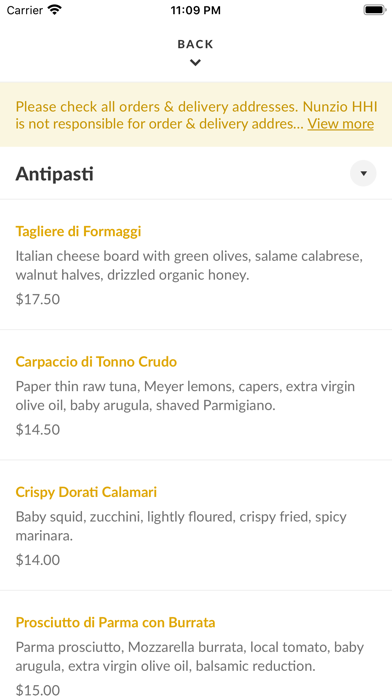 Nunzio Restaurant + Bar Screenshot
