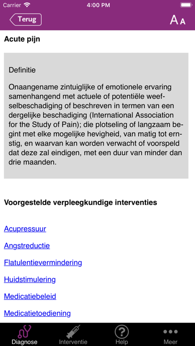 Verpleegk. interventies NIC Screenshot