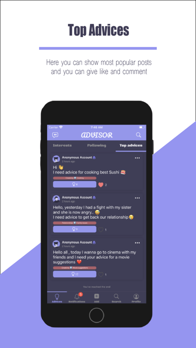 Advisor:Give Anonymous Advices Screenshot