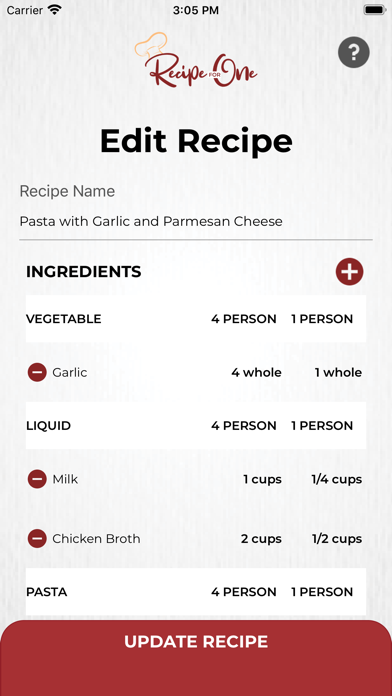 Recipe For One Screenshot