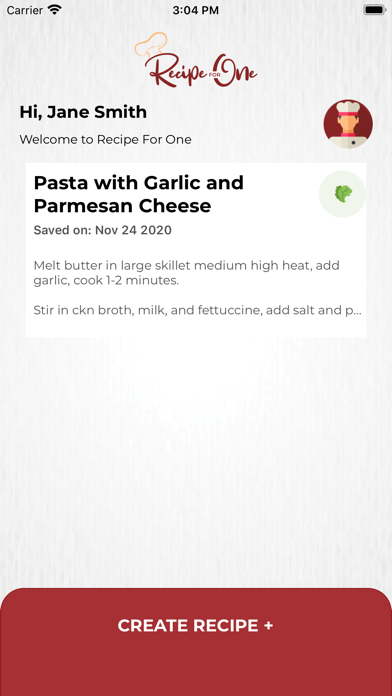 Recipe For One Screenshot