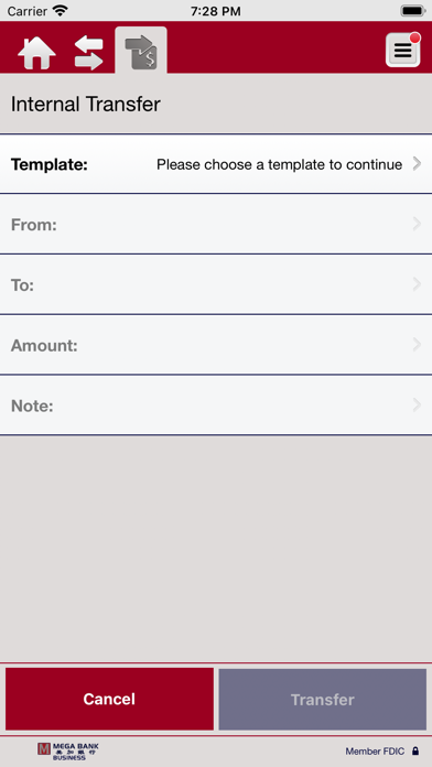 Mega Bank Mobile Business Screenshot