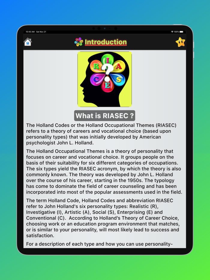 Holland Codes - RIASEC Test