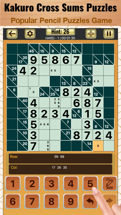 Kakuro Cross Sums Puzzles Screenshot