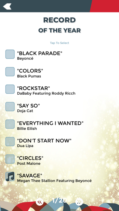 Music Awards Challenge Screenshot