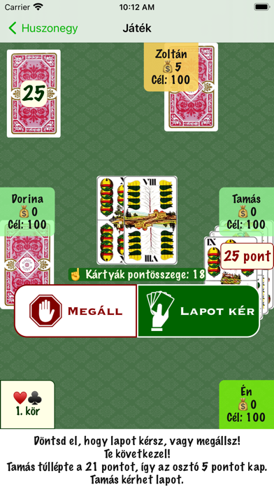 Huszonegy (magyar kártyával) Screenshot