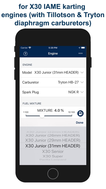 Jetting IAME OK OK-Junior Kart