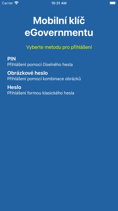 Mobilní klíč eGovernmentu Screenshot