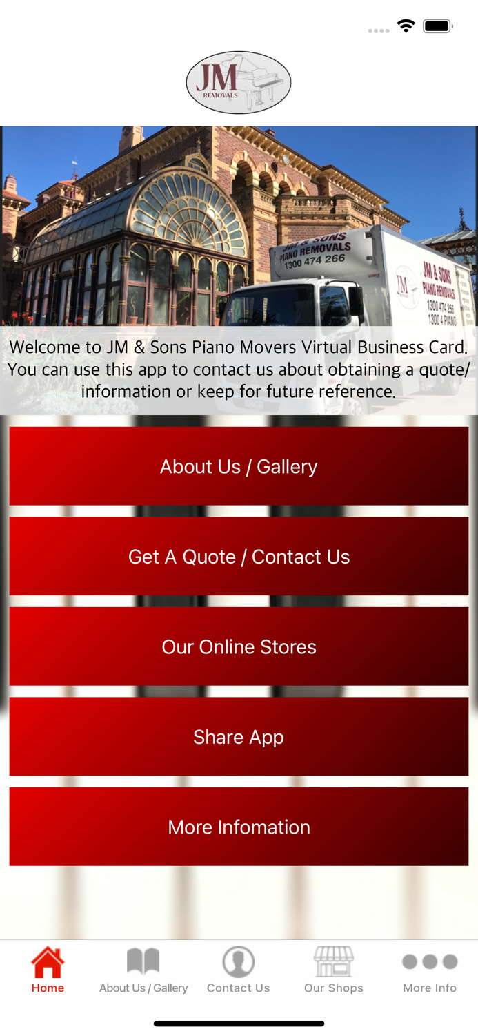 JM and Sons Piano Movers VB Card