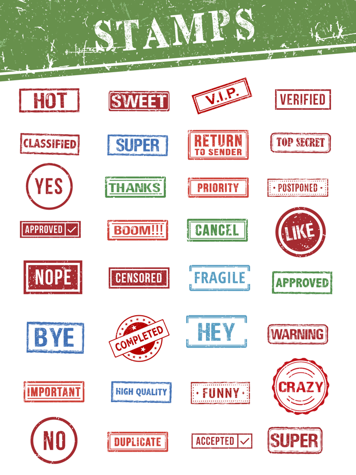 Stamp Stickers - Rubber Ink